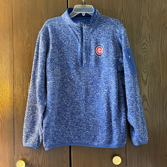 Antiqua Chicago Cubs  men’s blue, white textured pullover top. Size Large - Picture 1 of 13
